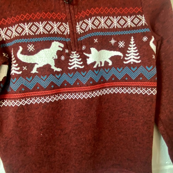 Sonoma Supersoft Burgundy Holiday Christmas Dinosaur Pullover Sweatshirt - Picture 2 of 6